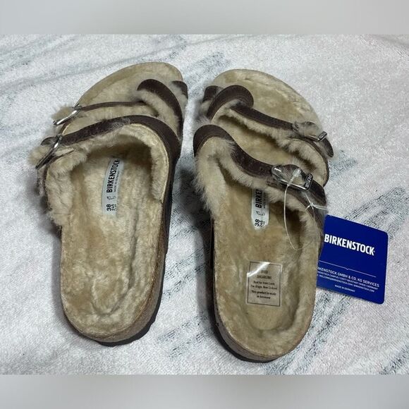 (k1) Birkenstock N/without Box Mayari Shearling Oiled Brown sizes 38/7 - Picture 2 of 8